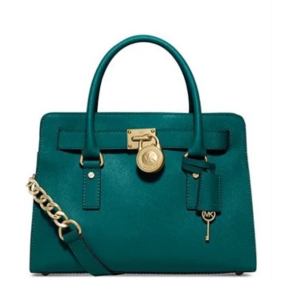 BRAND NEW Teal Green Saffiano Leather Satchel - Picture 1 of 1
